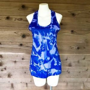 Lukka Lux Blue Watercolor Racer Back Tank Sz Med